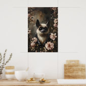 Bat With Flowers Print, Woodland Bat Wall Print ポスター (キッチン)