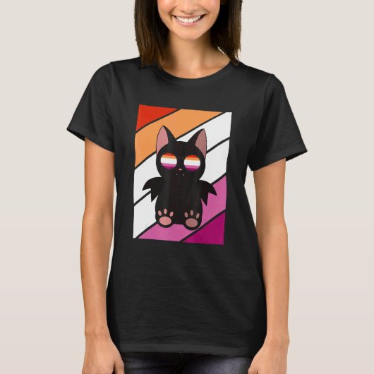 Bat With Pride Lesbian Flag LGBTQ Proud Ally Pride Tシャツ (正面)