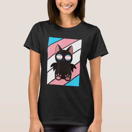 Bat With Pride Transgender Flag LGBTQ Proud Ally P Tシャツ (正面)