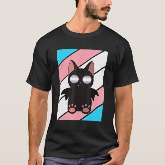 Bat With Pride Transgender Flag LGBTQ Proud Ally P Tシャツ (正面)
