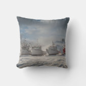bateaux de pêche dans la neige クッション (正面)