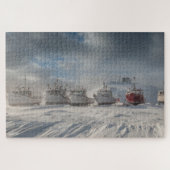 bateaux de pêche dans la neige ジグソーパズル (横)