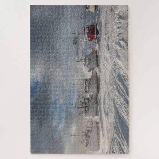 bateaux de pêche dans la neige ジグソーパズル (縦)