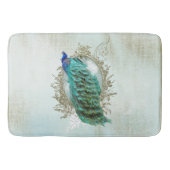 Bathの仲間の孔雀、ターコイズ、ぼろぼろのヴィンテージ バスマット (正面)