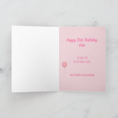 Bathの子犬1つの歳の女の子の誕生日 カード (内部)