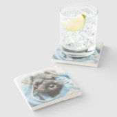 Bathの後の子犬 ストーンコースター (横)