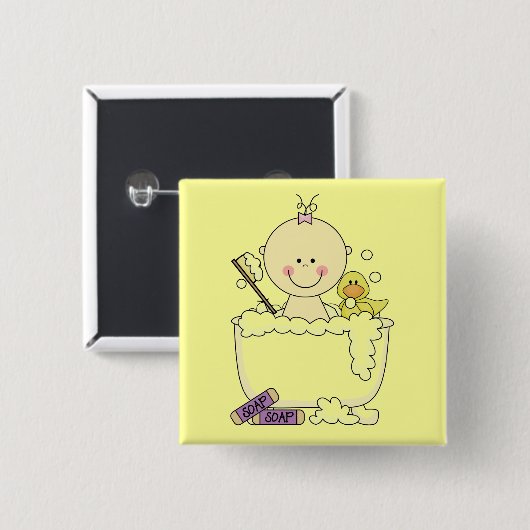 Bathの時間女の子のTシャツおよびギフト 缶バッジ (正面&裏面)