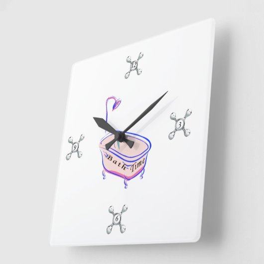 Bathの時間 スクエア壁時計 (傾斜)