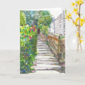 Bathは挨拶状水彩画の歩みます カード (黄色い花)