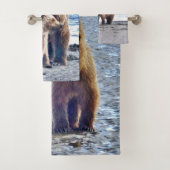 Bathタオルは灰色グマおよび幼いこどもと置きました バスタオルセット (インサイチュ)