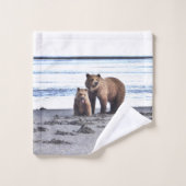 Bathタオルは灰色グマおよび幼いこどもと置きました バスタオルセット (ウォッシュタオル)