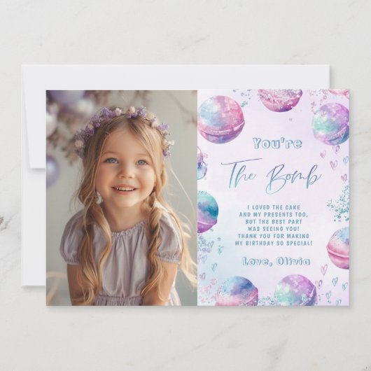Bath Bombの誕生日パーティーの写真サンキューカード 招待状 (正面)