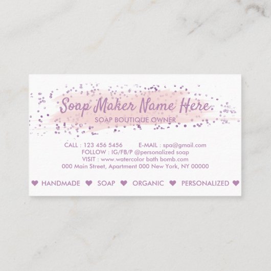 Bath Bomb Natural Soap Spa 名刺 (裏面)