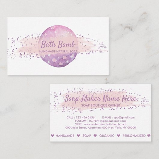 Bath Bomb Natural Soap Spa 名刺 (正面/裏面)