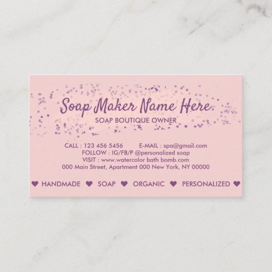 Bath Bomb Natural Soap Spa Sauna 名刺 (裏面)