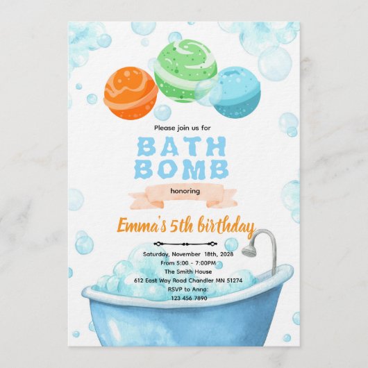 Bath bomb Party Invitation 招待状 (正面)