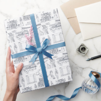 Bath, England Toileスタイルパターン， Jane Austen ラッピングペーパー