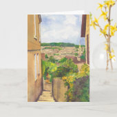 Bath IIの水彩画の挨拶状の眺め カード (黄色い花)