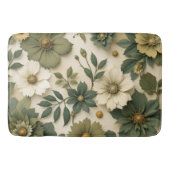 Bath Mats & Rugs green flowers pattern  バスマット (正面)