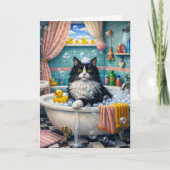 Bath Time , Cat Greeting Card カード (正面)