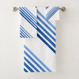Bath Towel Set - Blue lines in Five Shades バスタオルセット