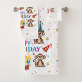 Bath Towel Sets, Happy Birthday Monkey Cupcake バスタオルセット (インサイチュ)