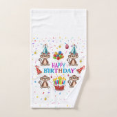 Bath Towel Sets, Happy Birthday Monkey Cupcake バスタオルセット (ハンドタオル)