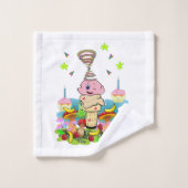 Bath Towel Sets, Twin Happy Birthday Cupcake バスタオルセット (ウォッシュタオル)