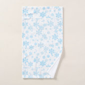 Bath Towels Blue Snowflakes Falling On White バスタオルセット (ハンドタオル)