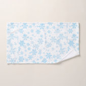 Bath Towels Blue Snowflakes Falling On White バスタオルセット (ハンドタオル)