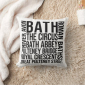 Bath, UK Landmarksタイポグラフィ- England Word Art クッション (ブランケット)