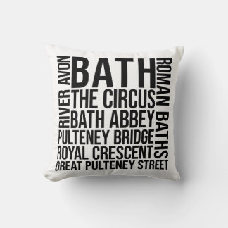 Bath, UK Landmarksタイポグラフィ- England Word Art クッション