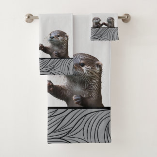 Bath Wild Animals Weasels  -  Baby Otters Towels バスタオルセット