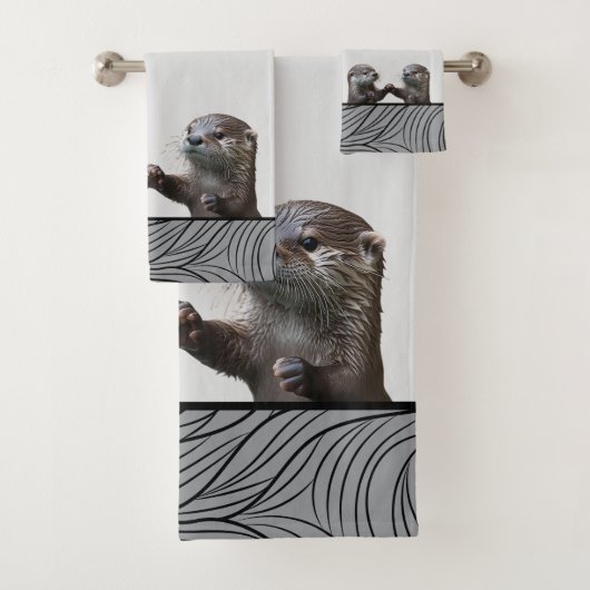 Bath Wild Animals Weasels  -  Baby Otters Towels バスタオルセット (インサイチュ)