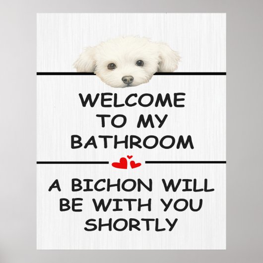 Bathroom Bichon Frise ポスター (正面)