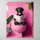 Bathroom Black Labrador Print Funny Posters Dog on ポスター (正面)