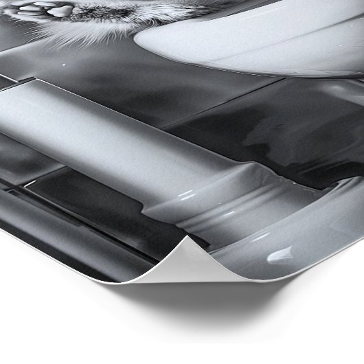 Bathroom Cat Print reading on toilet, Bathroom Wal ポスター (角)