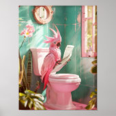 Bathroom Cockatoo on Toilet Print, Bathroom Decor  ポスター (正面)