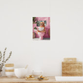 Bathroom Golden Retriever Reading on Toilet Print, ポスター (キッチン)