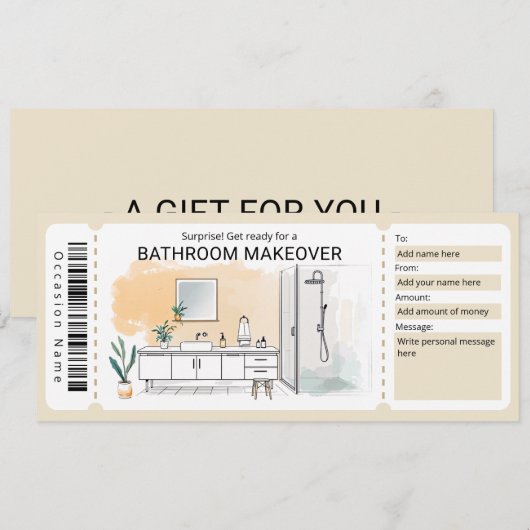 Bathroom Makeover Gift Certificate 招待状 (正面/裏面)