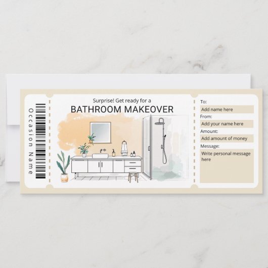 Bathroom Makeover Gift Certificate 招待状 (正面)