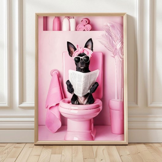 Bathroom Mini Pinscher Print Funny Poster Funny Ba ポスター