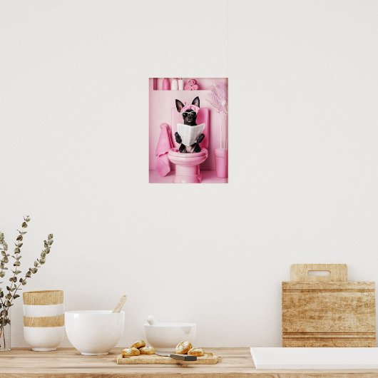 Bathroom Mini Pinscher Print Funny Poster Funny Ba ポスター (キッチン)