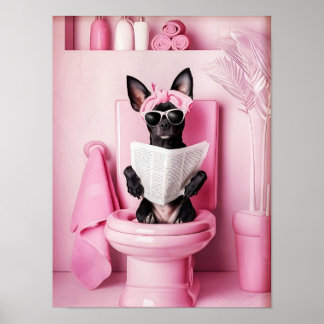 Bathroom Mini Pinscher Print Funny Poster Funny Ba ポスター
