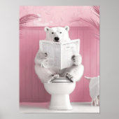 Bathroom Polar Bear Print Polar Bear on Toilet Fun ポスター (正面)