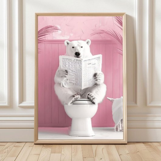 Bathroom Polar Bear Print Polar Bear on Toilet Fun ポスター
