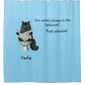 Bathroom Privacy With Cat Shower Curtain シャワーカーテン (正面)