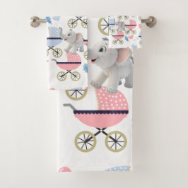 Bathroom Towel Sets Baby Stroller Elephant Pink バスタオルセット
