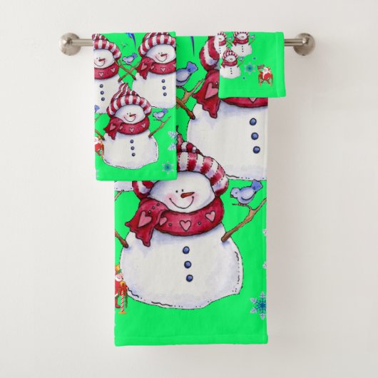 Bathroom Towel Sets Christmas Snowman Santa  バスタオルセット (インサイチュ)