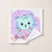 Bathroom Towel Sets Valentine's Day Cat Be Mine バスタオルセット (ウォッシュタオル)